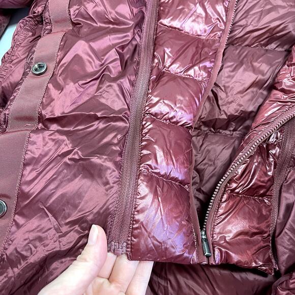 NWOT Athleta XS Burgundy Lofty Down Hooded Coat Puffer Parka Maple Maroon Red - Picture 9 of 16